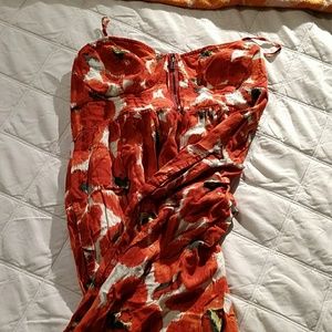 ELLE Maxi dress, orange/red flowers with pockets